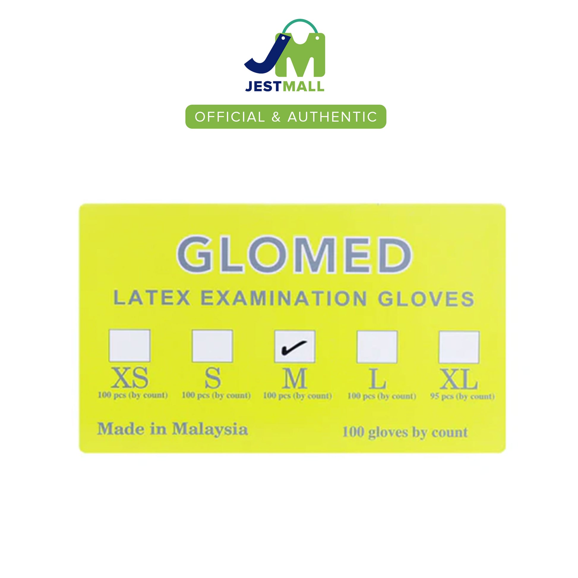 GLOMED Latex Examination Gloves Medium Powder Free Non-Sterile Ambidextrous 100s disposable gloves