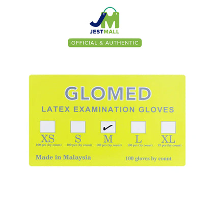 GLOMED Latex Examination Gloves Medium Powder Free Non-Sterile Ambidextrous 100s disposable gloves