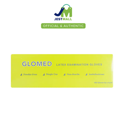 GLOMED Latex Examination Gloves Medium Powder Free Non-Sterile Ambidextrous 100s disposable gloves