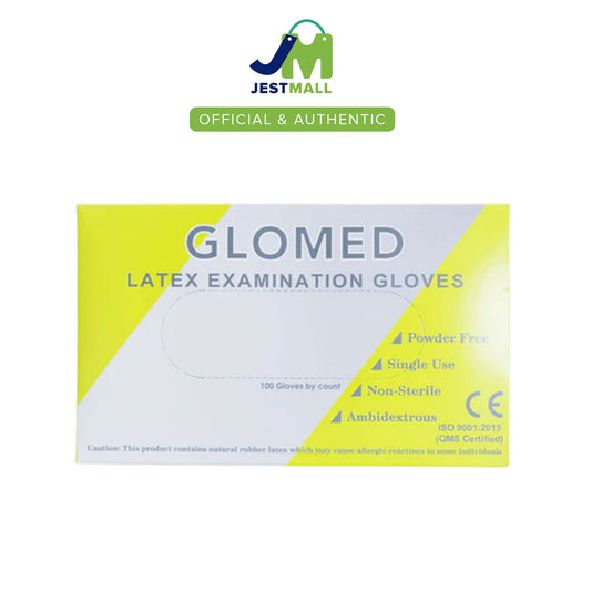 GLOMED Latex Examination Gloves Medium Powder Free Non-Sterile Ambidextrous 100s disposable gloves