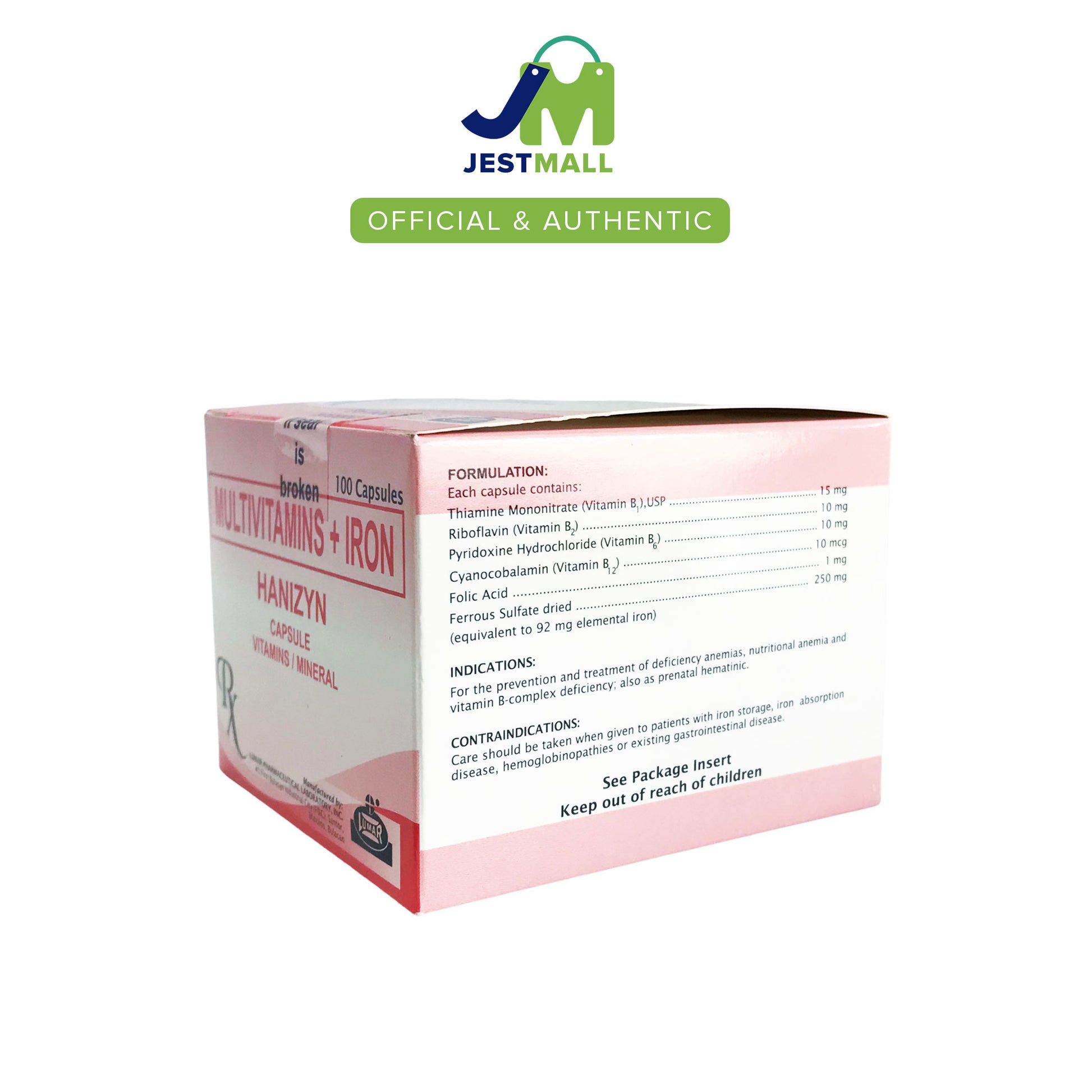 HANIZYN Multivitamins with Iron Vitamin Mineral Capsules 100s pack