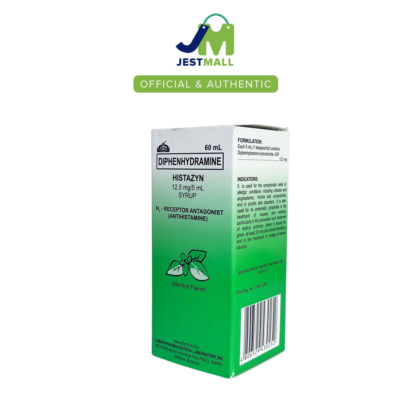 HISTAZYN Allergy Relief Antihistamine Syrup Diphenhydramine 12.5mg/mL 60mL