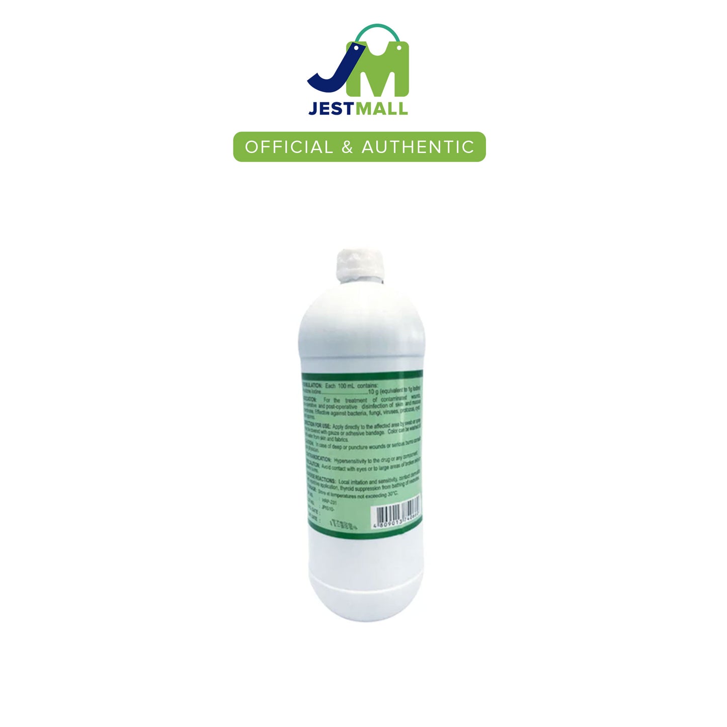 J CHEMIE Povidone Iodine 10% Solution Antiseptic Disinfectant 1 Liter bottle