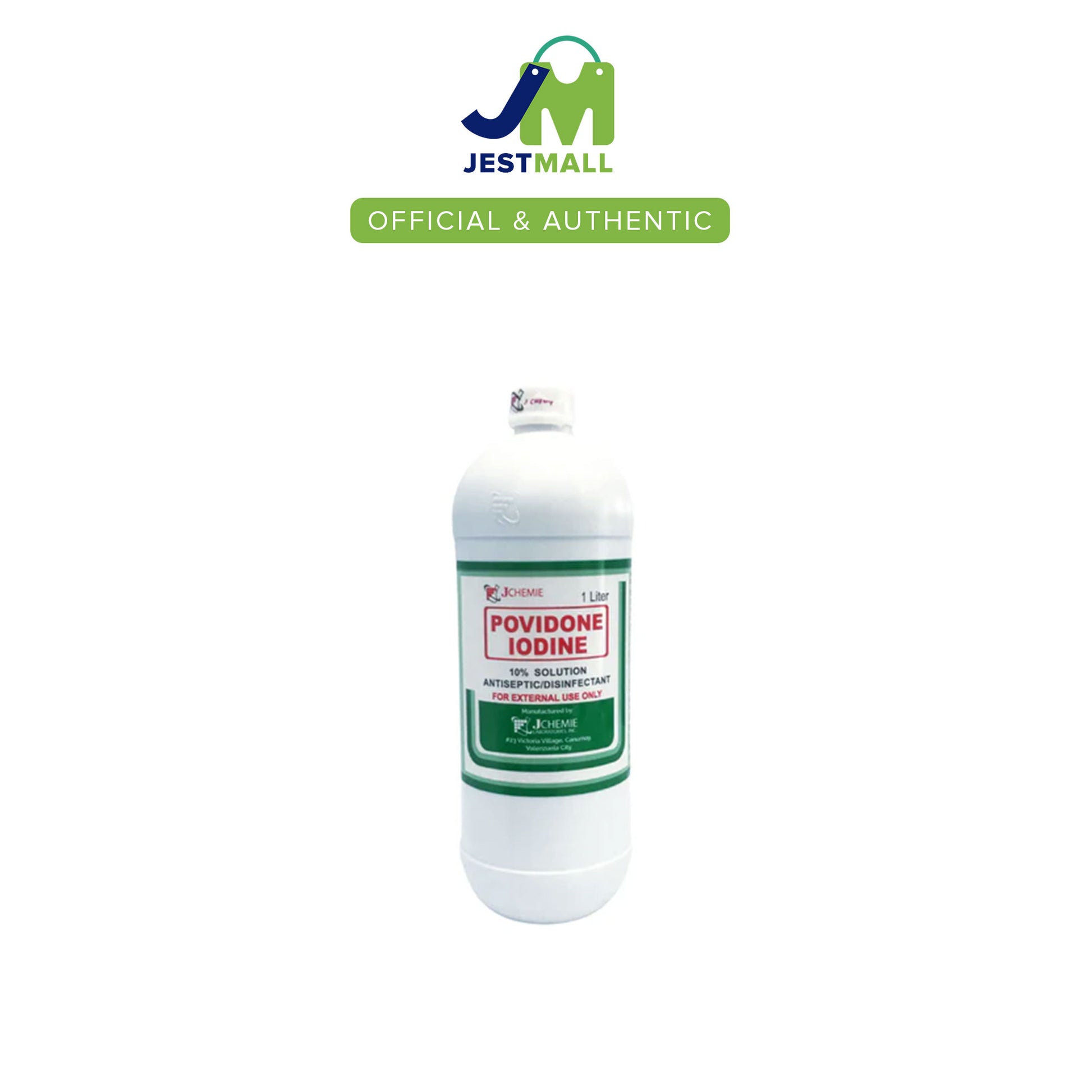 J CHEMIE Povidone Iodine 10% Solution Antiseptic Disinfectant 1 Liter bottle