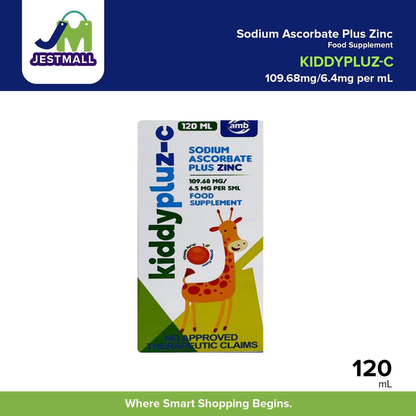 KIDDYPLUZ-C Sodium Ascorbic Plus Zinc 109.68 mg / 6.5 mg Per ML Food Supplement 120mL