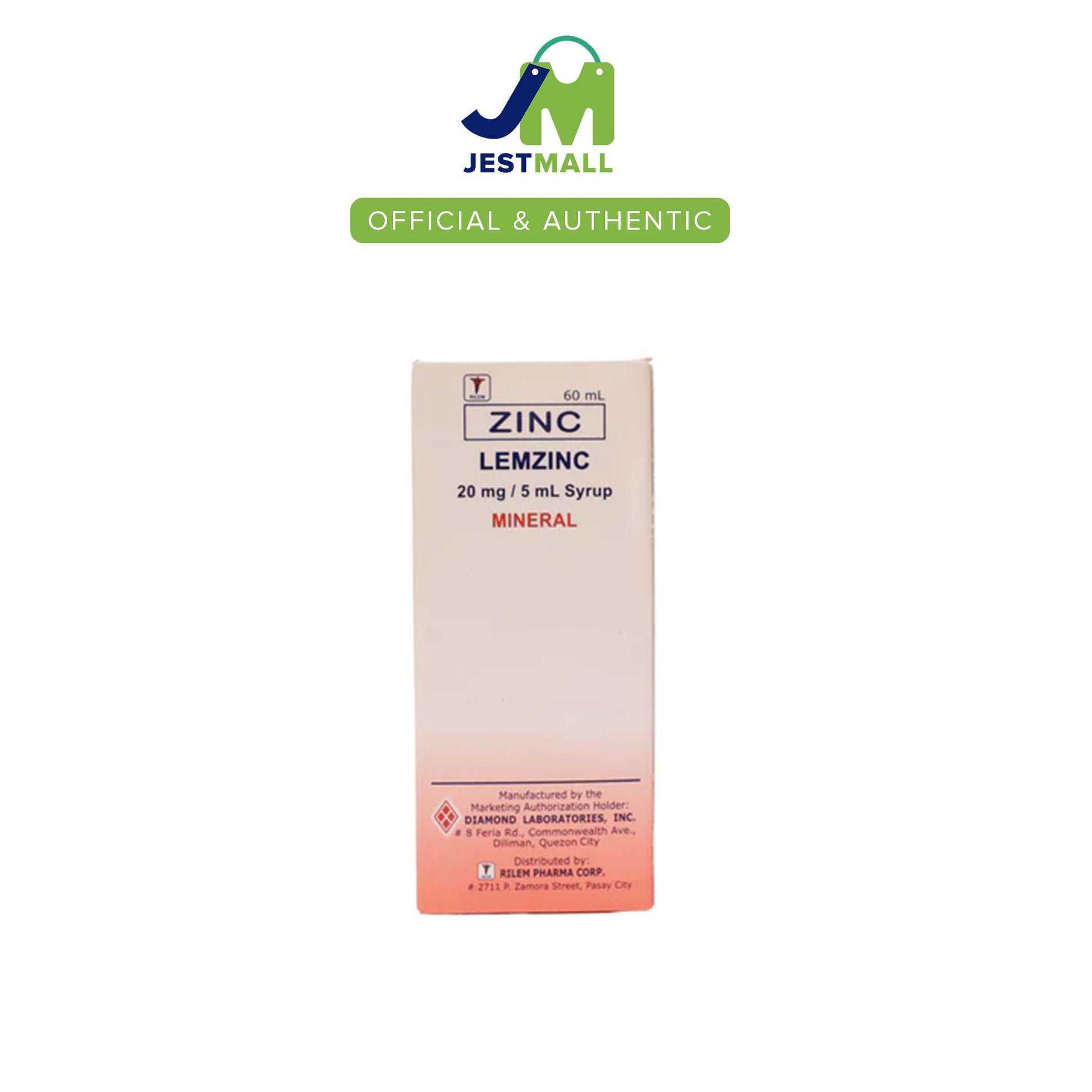 LEMZINC zinc mineral syrup 60ml apple flavor 20mg per 5ml immune support