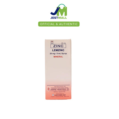 LEMZINC zinc mineral syrup 60ml apple flavor 20mg per 5ml immune support