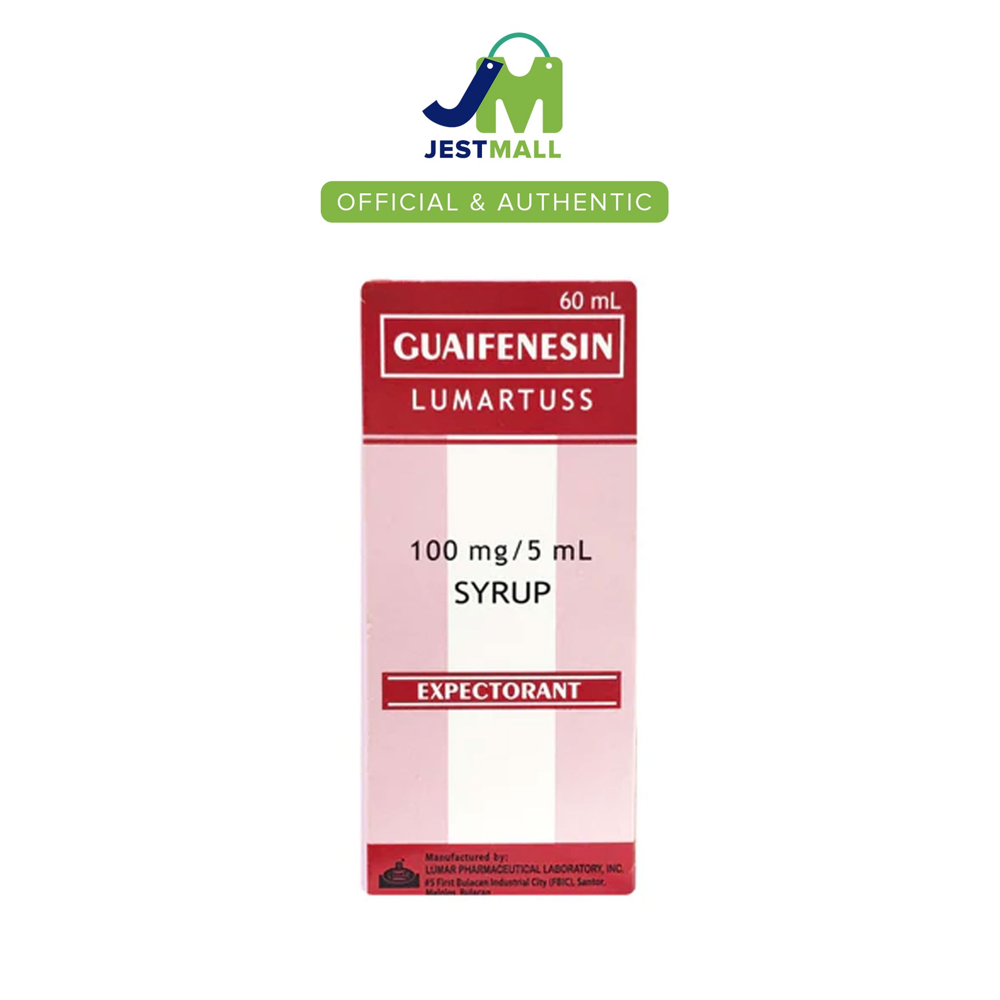 LUMARTUSS Guaifenesin Expectorant Cherry Flavor Syrup 60mL bottle