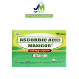MAXICOR Ascorbic Acid 500mg 100s Capsules – Daily Vitamin C Supplement