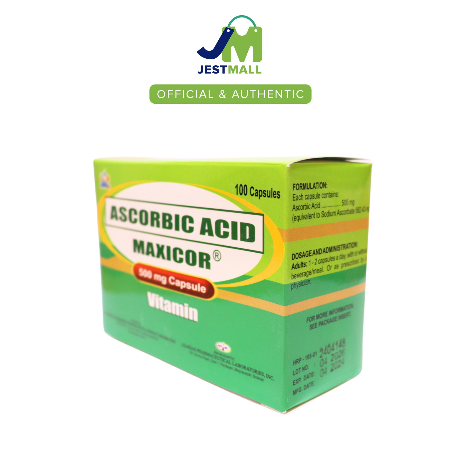 MAXICOR Ascorbic Acid 500mg Capsules 100s – Daily Vitamin C Supplement