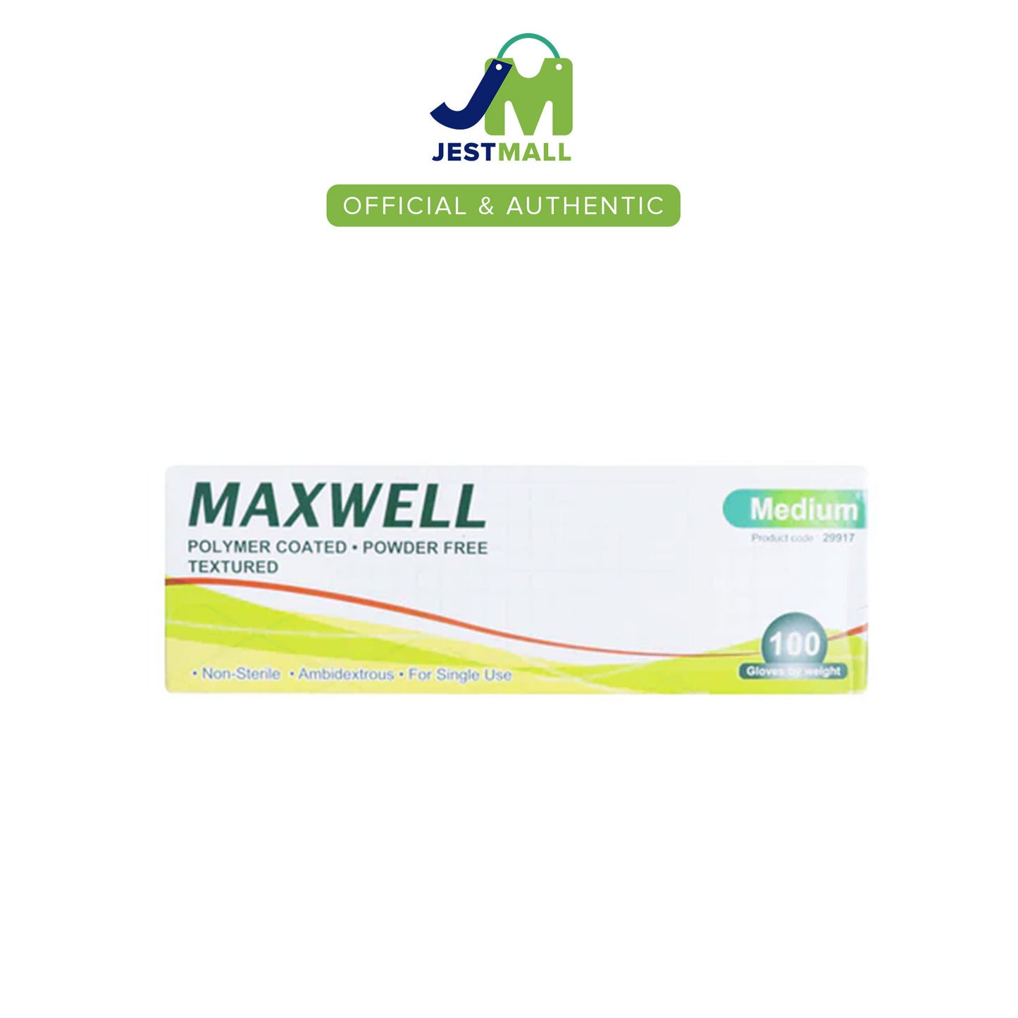 MAXWELL Latex Examination Gloves Medium Polymer Coated Powder Free Textured 100s disposable gloves