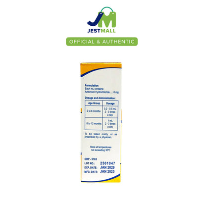 MDBROX Ambroxol Hydrochloride 6mg/mL Oral Drops Syrup Mango Flavor 15mL