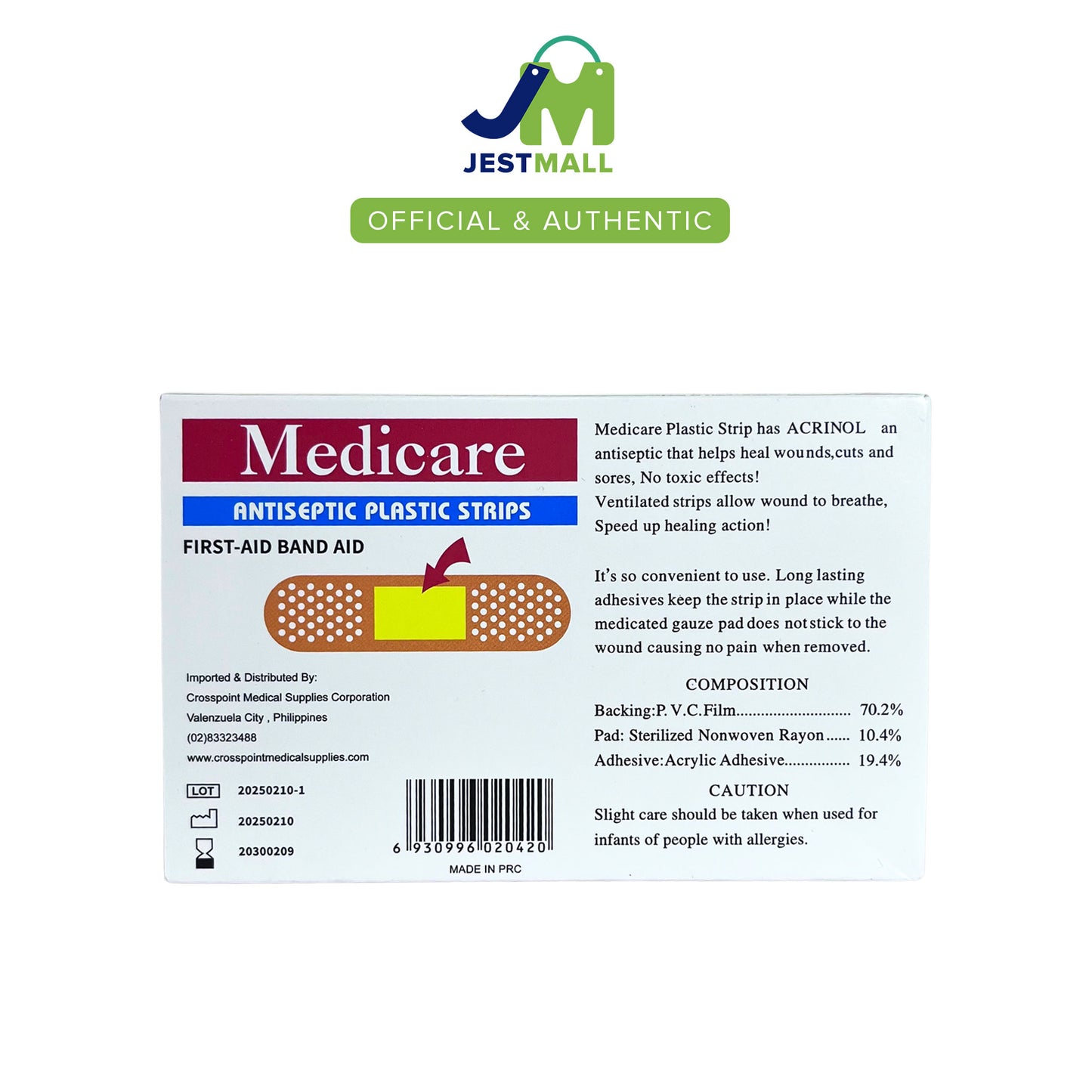 MEDICARE Band Aid Antiseptic Plastic Strips with Acrinol Bantam Size 100s – First Aid Strips
