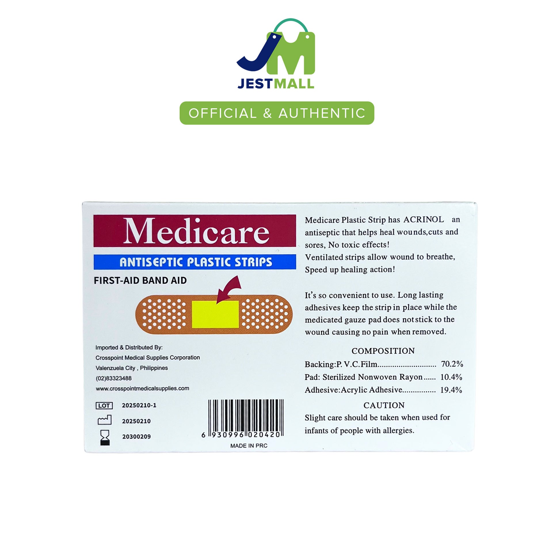 MEDICARE Band Aid Antiseptic Plastic Strips with Acrinol Bantam Size 100s – First Aid Strips