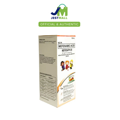 MEFESAPH 50 Mefenamic Acid 50mg/5mL Suspension 60mL bottle