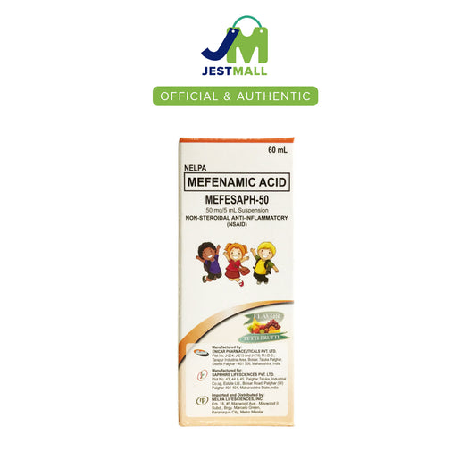 MEFESAPH 50 Mefenamic Acid 50mg/5mL Suspension 60mL bottle