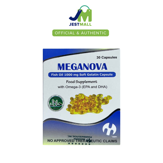 MEGANOVA Fish Oil 1000mg Soft Gelatin Capsules with Omega-3 EPA and DHA 30pcs