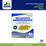 MEGANOVA Fish Oil 1000 mg Soft Gelatin Capsule Food Supplement with Omega 3 (EPA and DHA) 30PCS