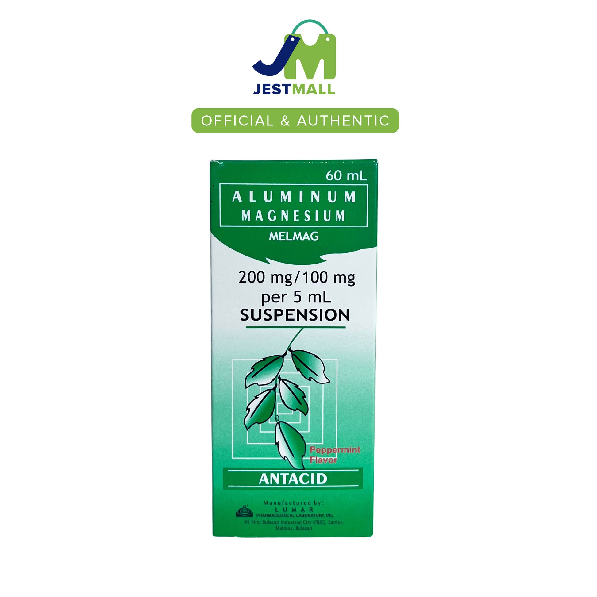 MELMAG Aluminum Magnesium Antacid Suspension Peppermint 60mL bottle
