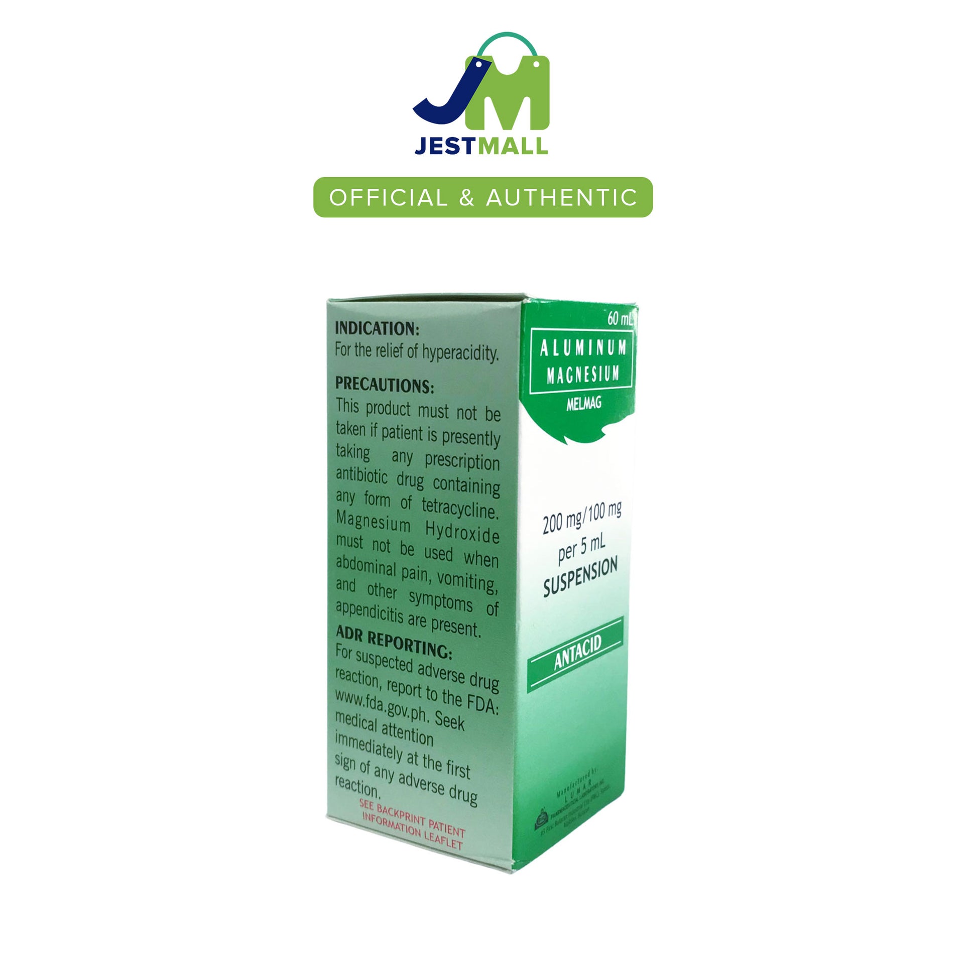 MELMAG Aluminum Magnesium Antacid Suspension Peppermint 60mL bottle