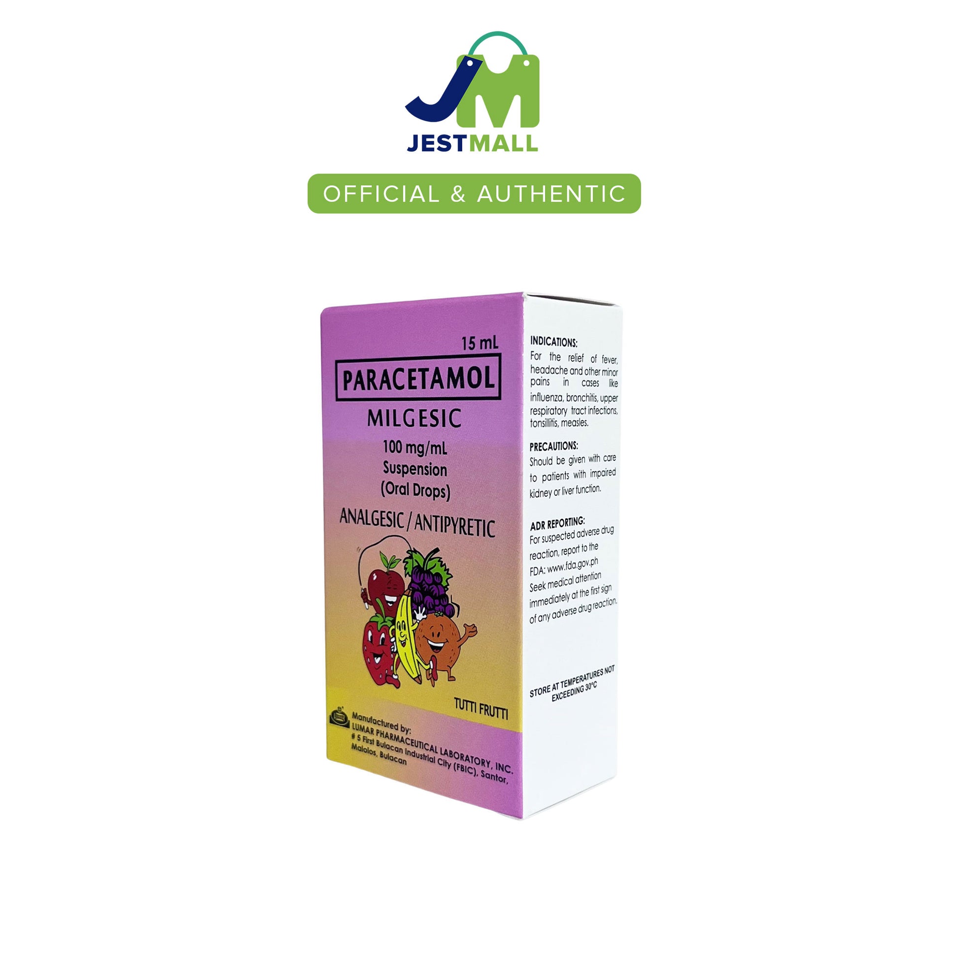 MILGESIC Paracetamol Suspension Oral Drops 15mL bottle