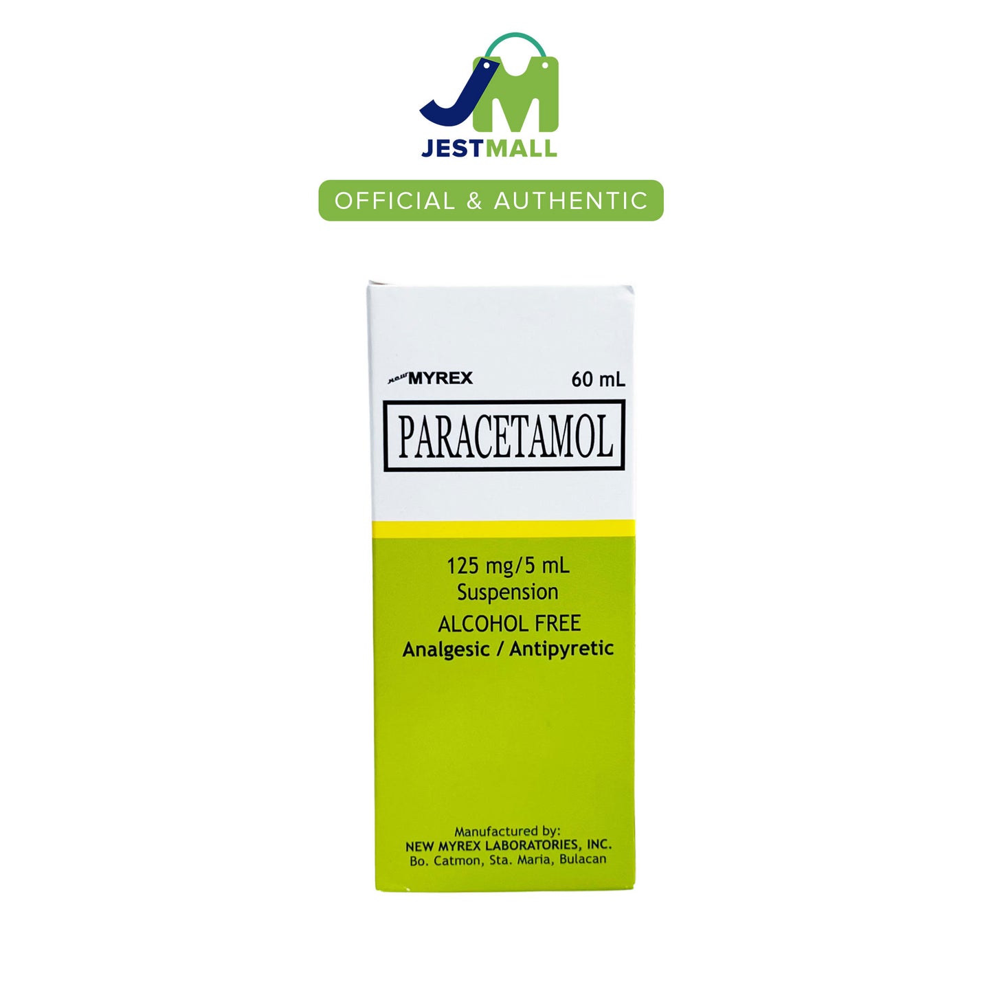 MYREX Paracetamol 125mg/5mL Suspension Alcohol Free 60mL bottle