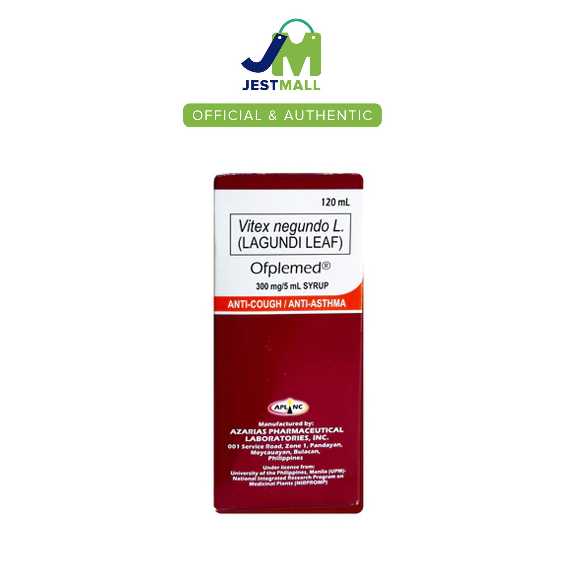 OFPLEMED Lagundi Leaf 300mg/5mL Kids Syrup Orange Flavor 120mL bottle