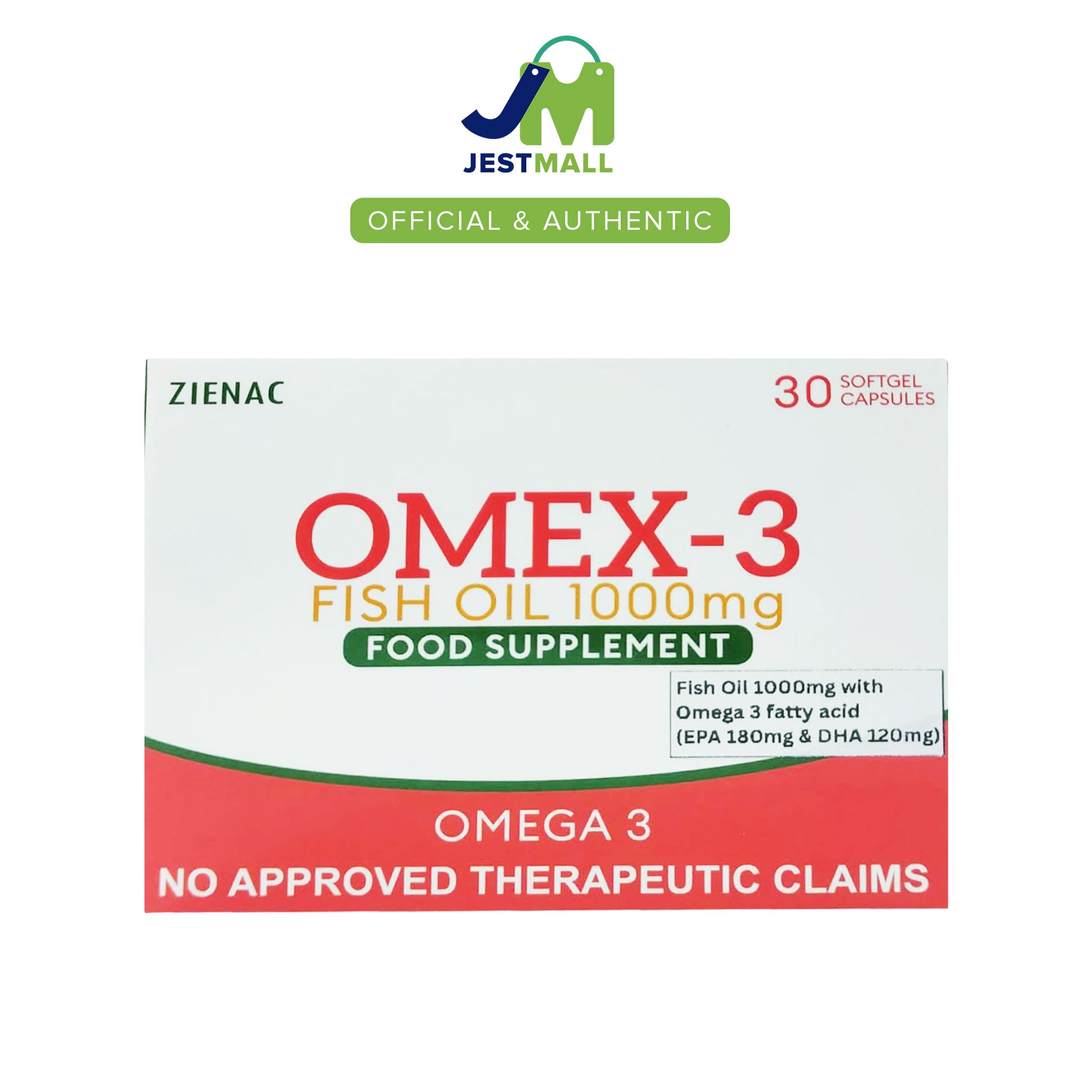 OMEX-3 Fish Oil Omega-3 1000mg softgel capsules 30s bottle, daily wellness omega-3 supplement