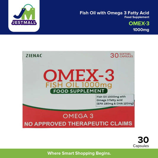 OMEX-3 Fish Oil Omega 3 Food Supplement 1000mg Soft Gel Capsule 30's