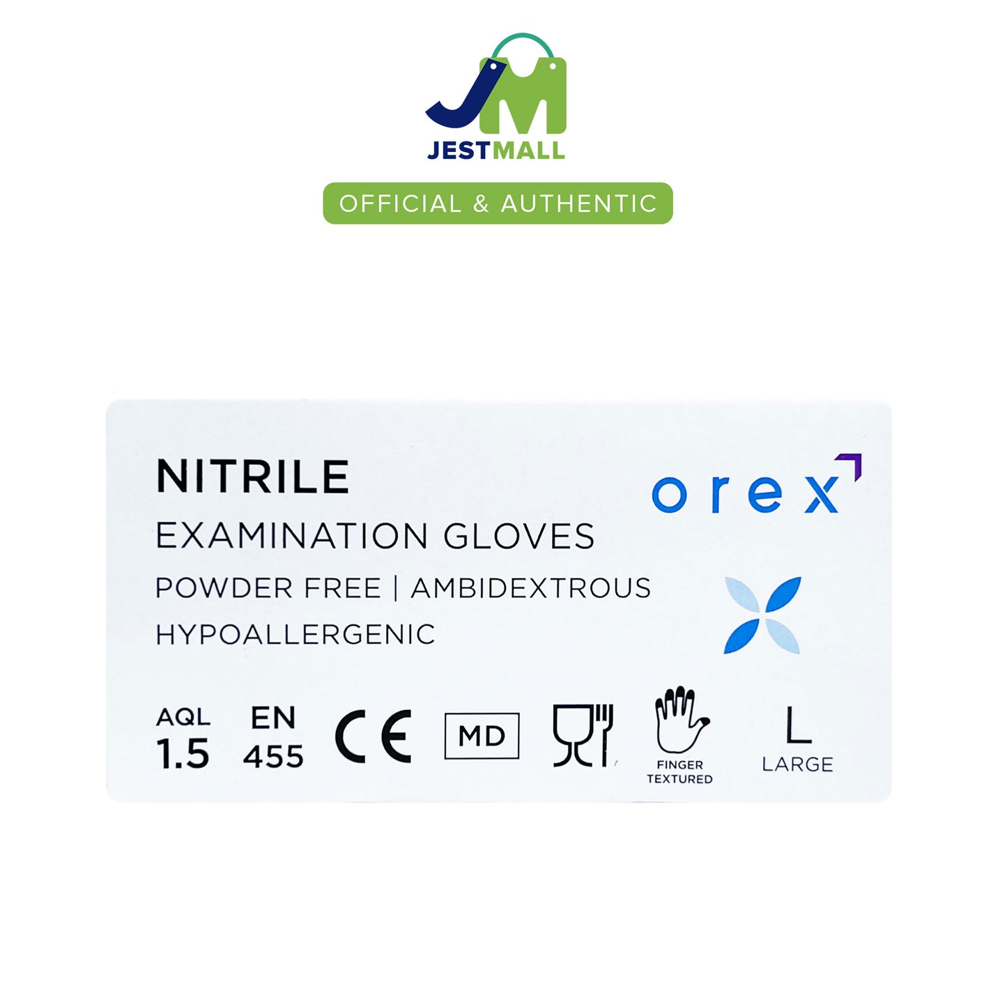 OREX Nitrile Examination Gloves Large Powder Free Hypoallergenic 100s box