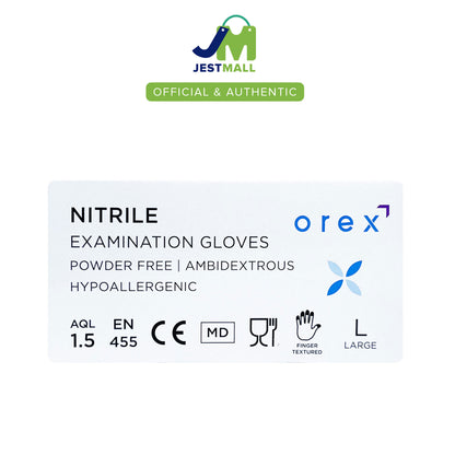 OREX Nitrile Examination Gloves Large Powder Free Hypoallergenic 100s box