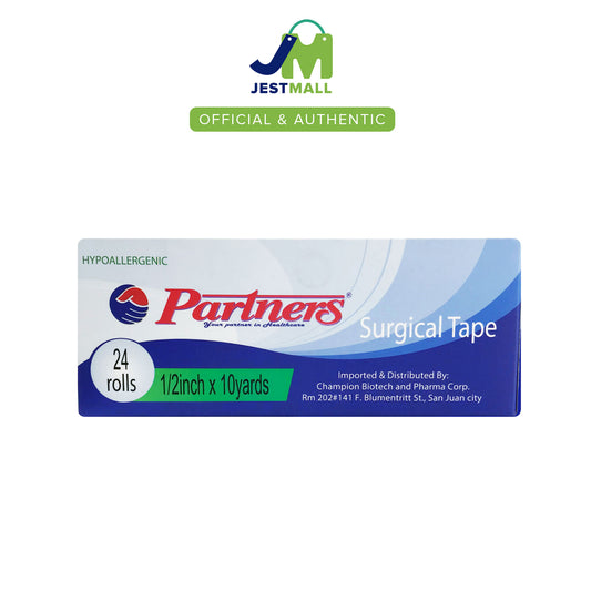 PARTNERS Surgical Tape Hypoallergenic 1/2 Inch x 10 Yards Roll 24s
