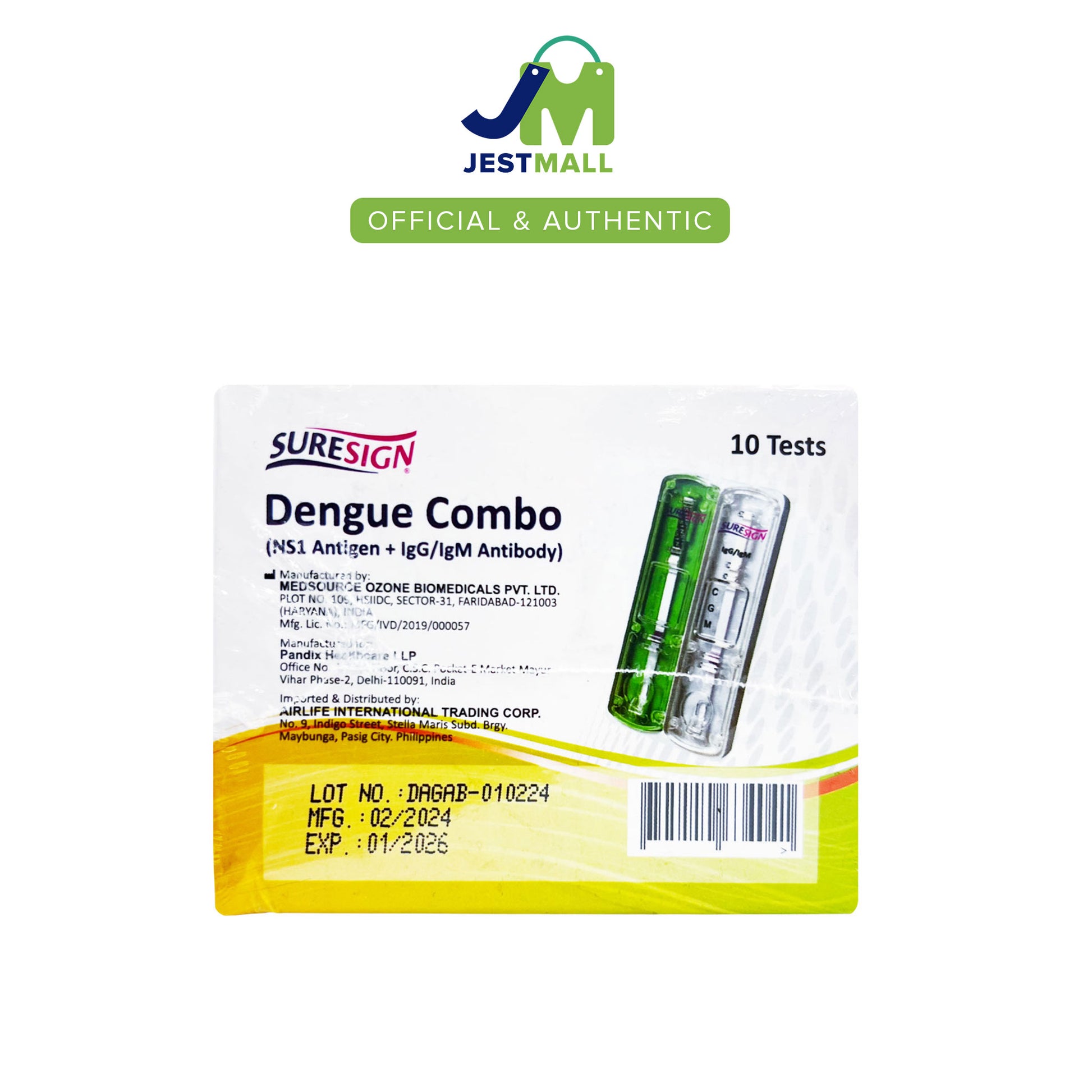 SURESIGN Dengue Combo NS1 Antigen IgG IgM Test Kit 10s box
