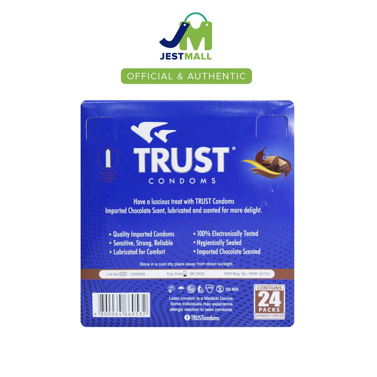 TRUST Condom Chocolate Scent Contraceptive Pack 24s box