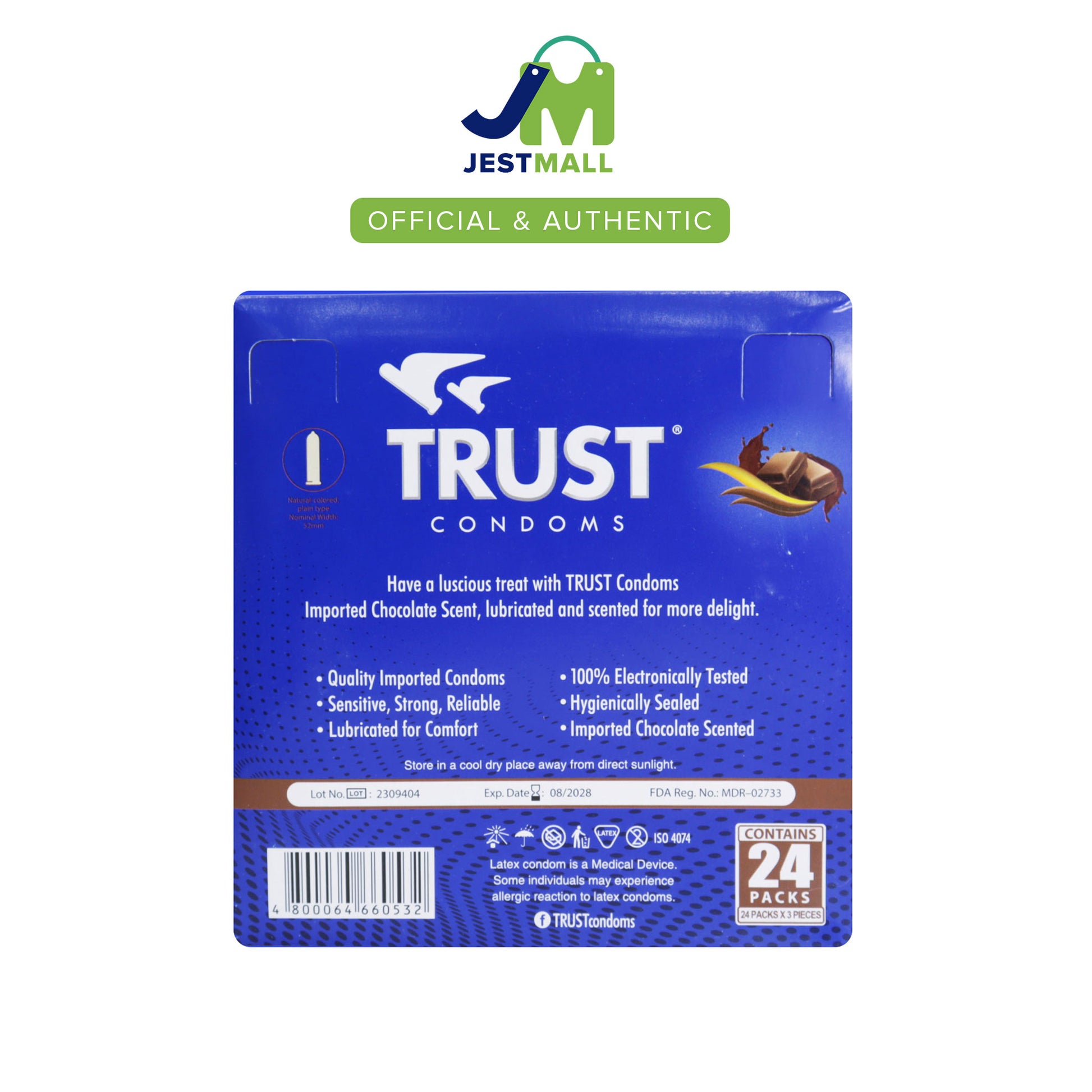 TRUST Condom Chocolate Scent Contraceptive Pack 24s box