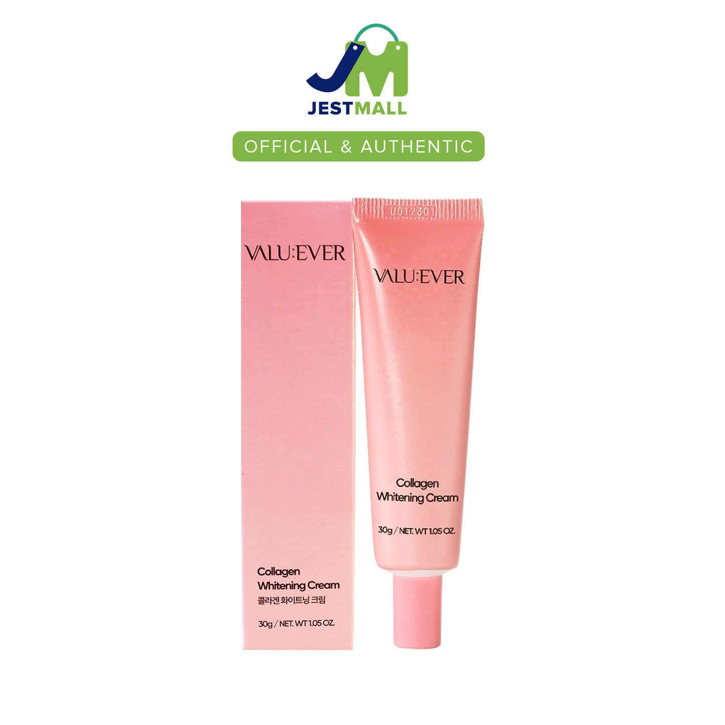 VALU:EVER Collagen Whitening Face Cream 30g Korean skincare jar, hydrating and brightening daily cream