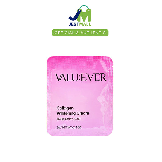 VALU:EVER Collagen Whitening Face Cream 5g Korean skincare tube, brightening and hydrating daily moisturizer
