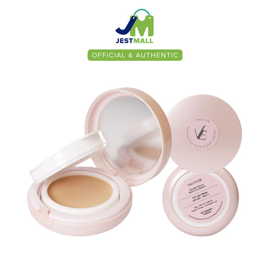 VALU:EVER Double Serum Balm Foundation SPF50+ PA+++ 25g compact, hydrating serum-infused foundation with buildable coverage, Korean makeup base