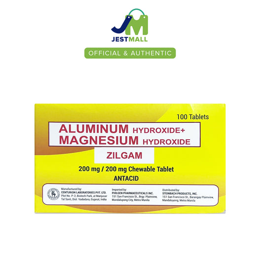 ZILGAM Aluminum Hydroxide + Magnesium Hydroxide Antacid 200mg / 200mg 100s Chewable Tablets – Digestive Support