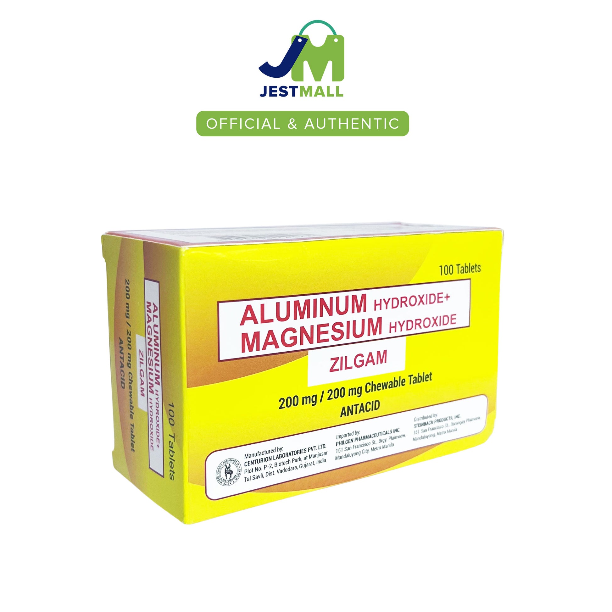 ZILGAM Aluminum Hydroxide + Magnesium Hydroxide Antacid 200mg / 200mg 100s Chewable Tablets – Digestive Support